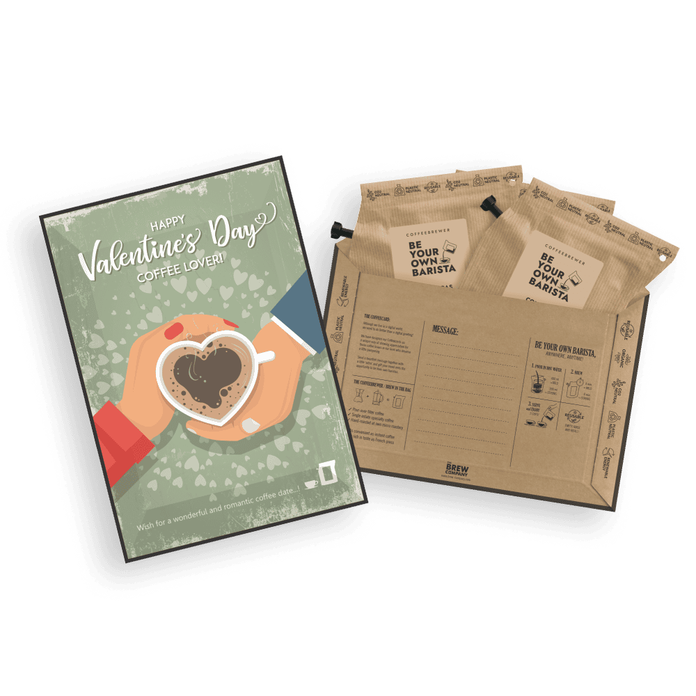VALENTINE`S DAY COFFEE &amp; TEA GREETING CARDS Coffee and tea cards The Brew Company