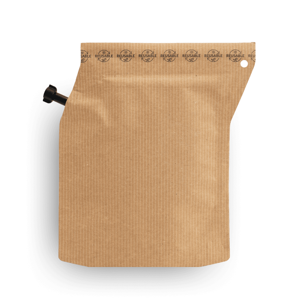 Brown kraft paper bag with a zipper on a black background