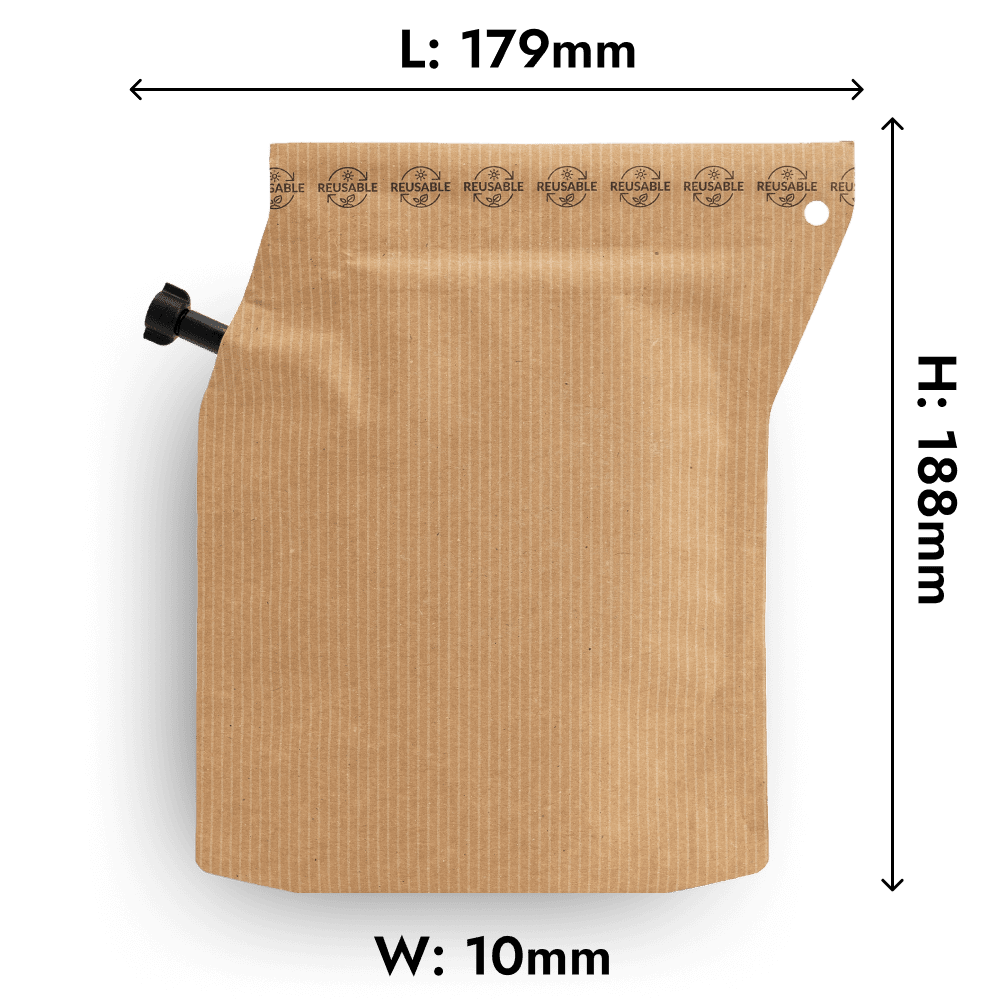 Brown kraft paper bag with a zipper on a black background