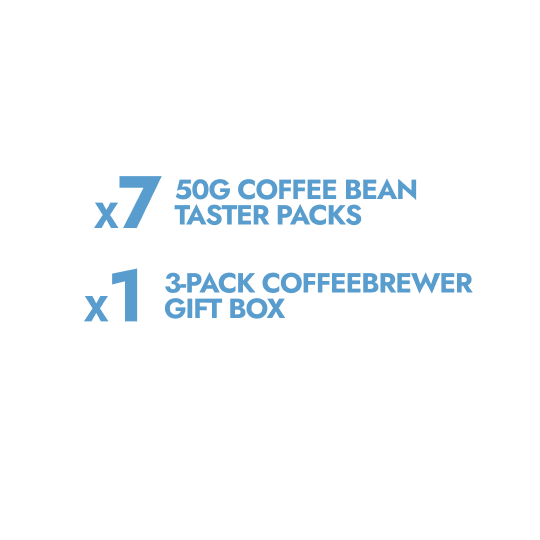 Text detailing coffee product packaging on a white background
